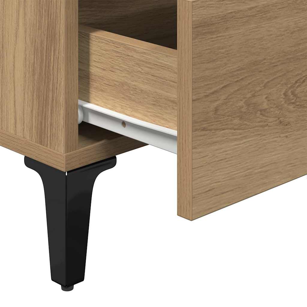 Mesa de cabeceira c/ pernas metal 40x35x69cm carvalho artisiano