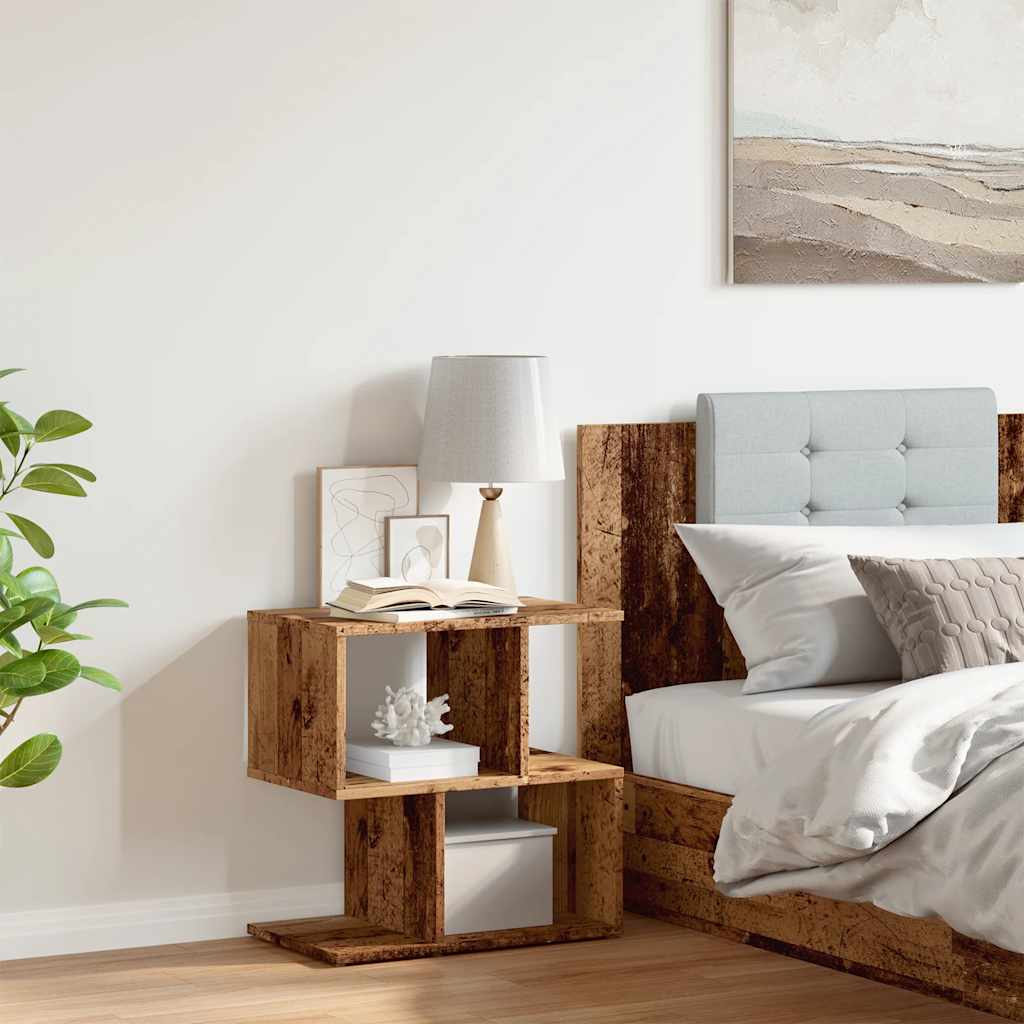 Mesa de cabeceira madeira velha 50x30x51,5cm madeira trabalhada