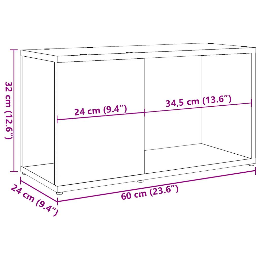 Móvel de TV 60x24x32cm derivados de madeira cor madeira velha