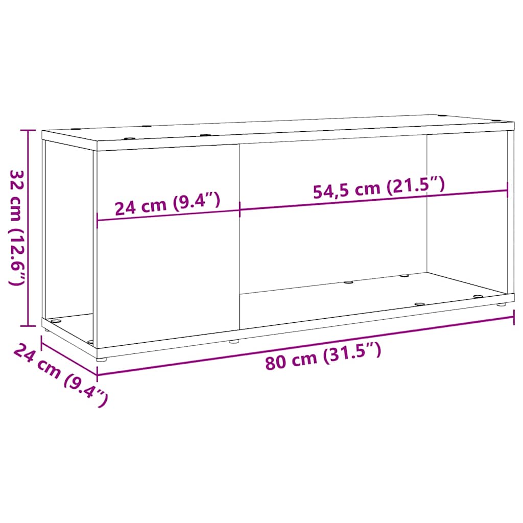 Móvel de TV 80x24x32cm derivados de madeira cor madeira velha