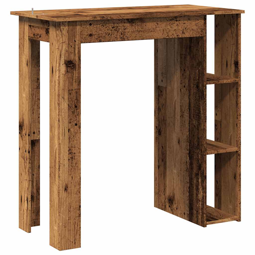 Mesa de bar com prateleiras derivados de madeira madeira velha