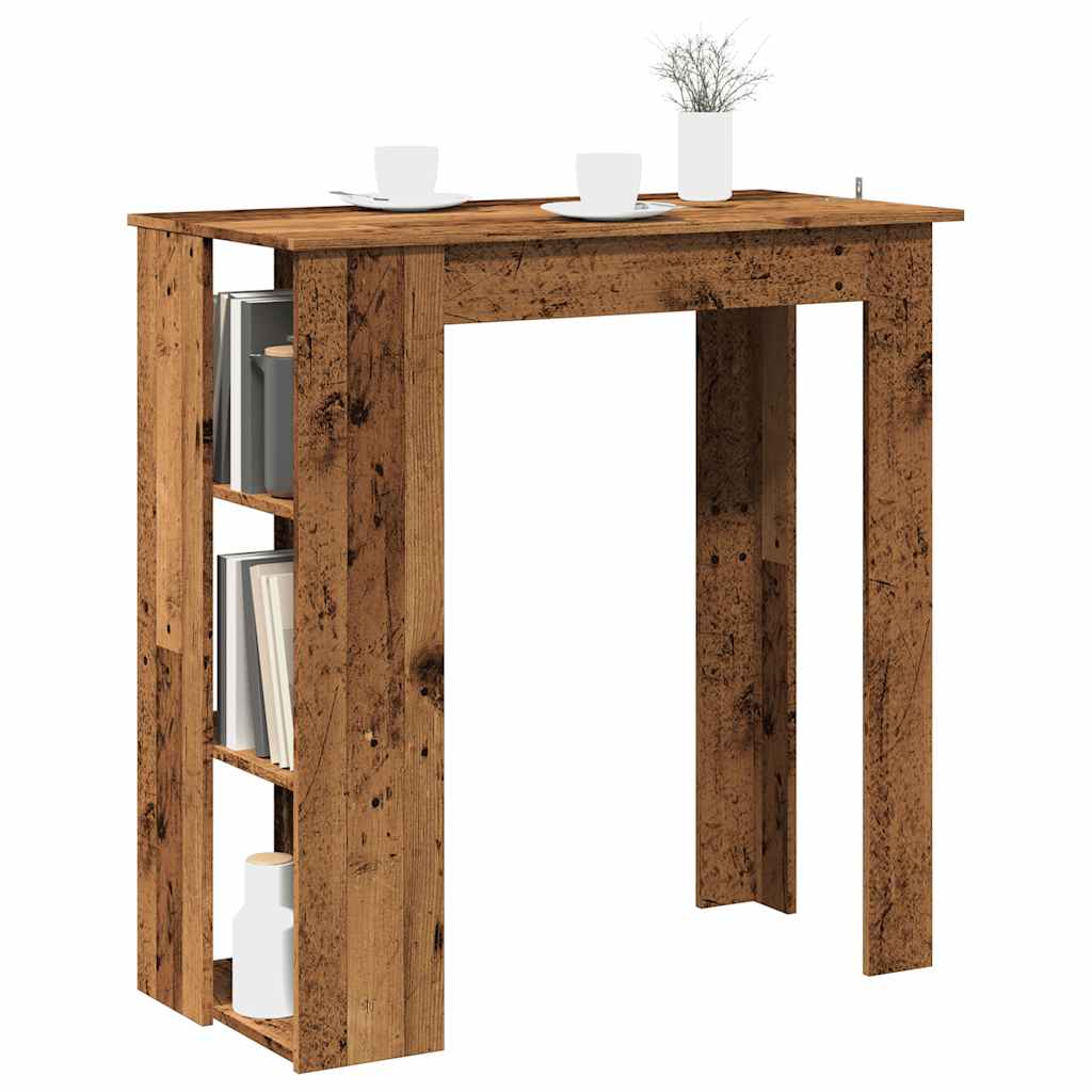 Mesa de bar com prateleiras derivados de madeira madeira velha