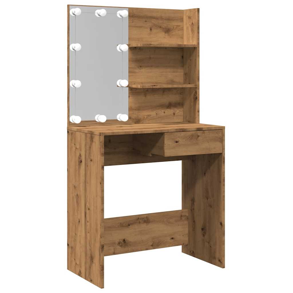 Toucador com luzes LED 74,5x40x141 cm cor carvalho artisiano