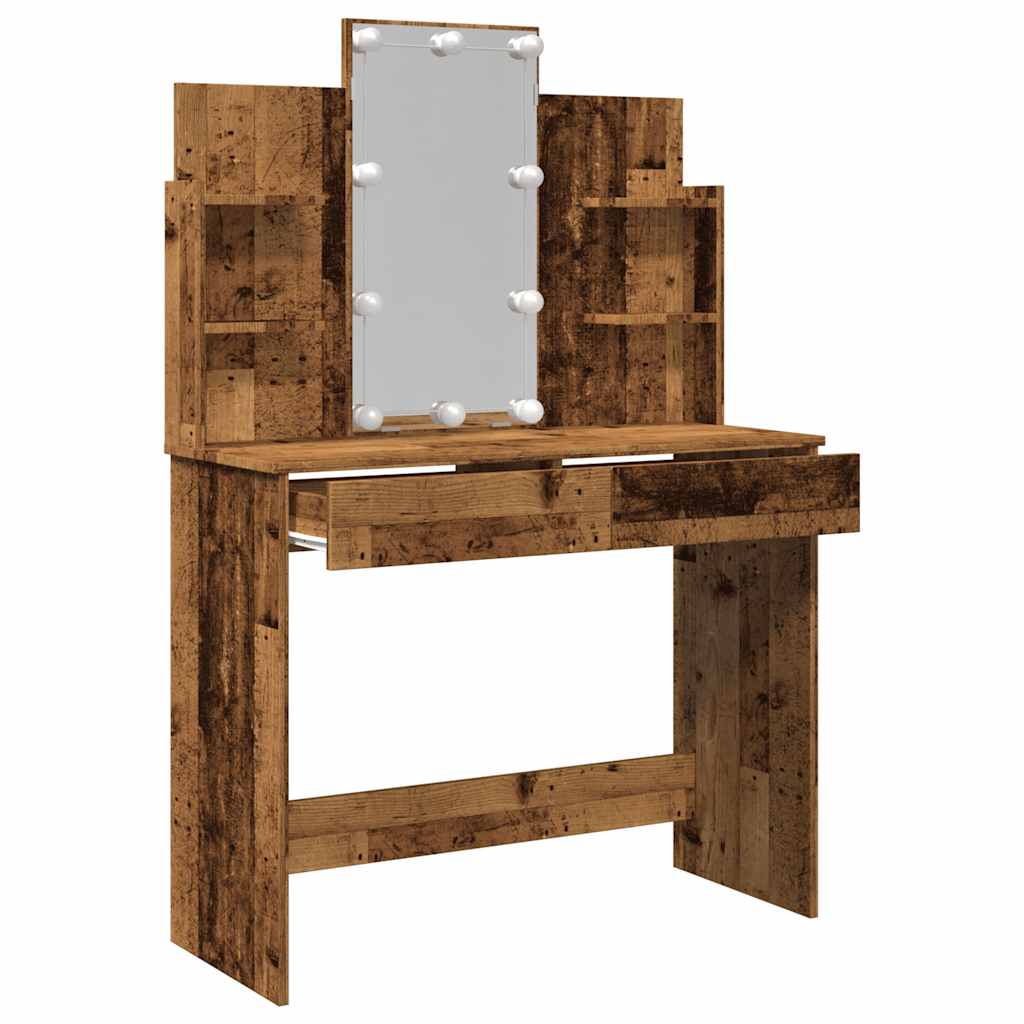 Toucador com luzes LED 96x40x142 cm cor madeira velha