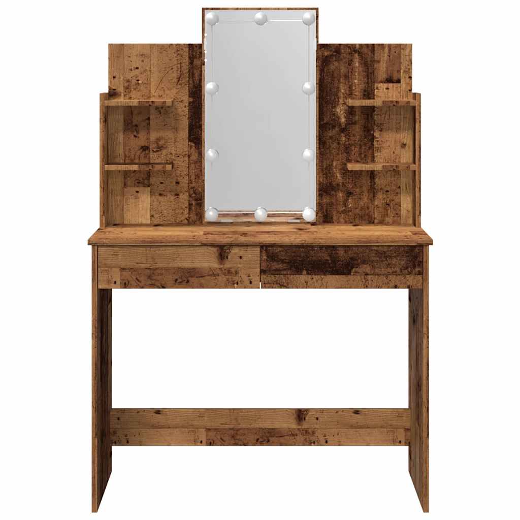 Toucador com luzes LED 96x40x142 cm cor madeira velha