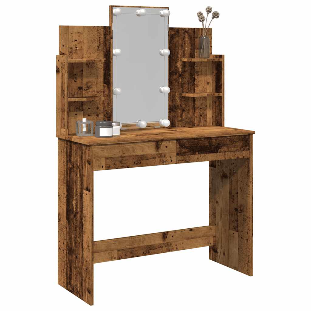 Toucador com luzes LED 96x40x142 cm cor madeira velha