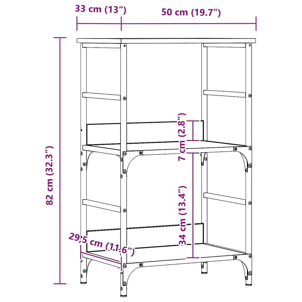 Estante 50x33x82 cm derivados de madeira carvalho artisiano