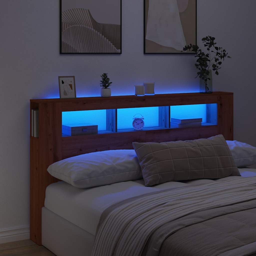 Cabeceira com luzes LED derivados de madeira carvalho artisiano