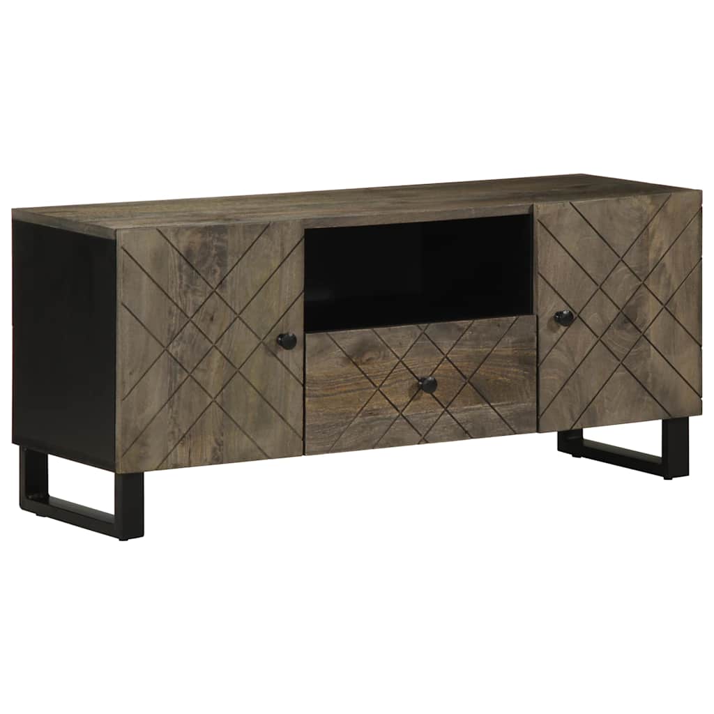 Móvel de TV 105x33x46 cm madeira de mangueira maciça preto