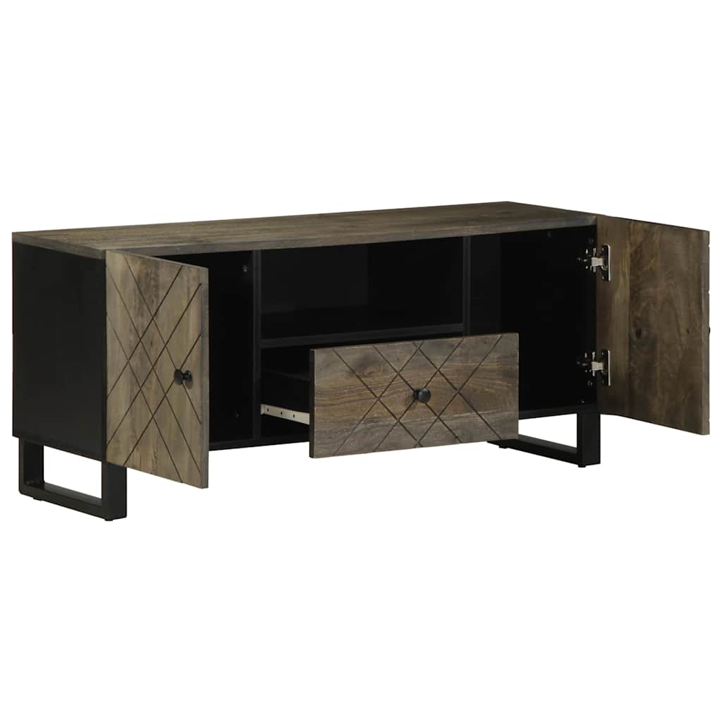 Móvel de TV 105x33x46 cm madeira de mangueira maciça preto