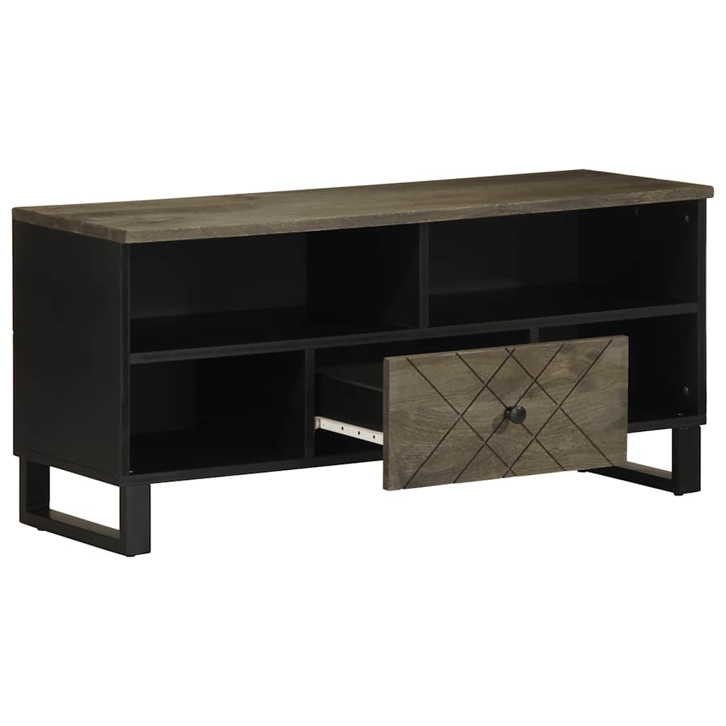 Móvel de TV 100x33x46 cm madeira de mangueira maciça preto