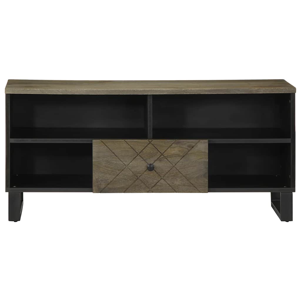 Móvel de TV 100x33x46 cm madeira de mangueira maciça preto