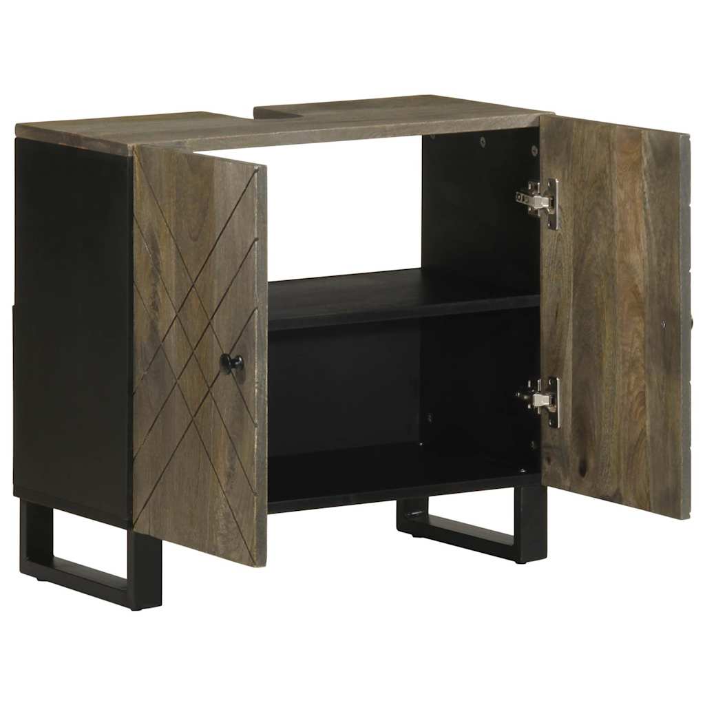 Armário para lavatório 62x33x58 cm madeira maciça manga preto