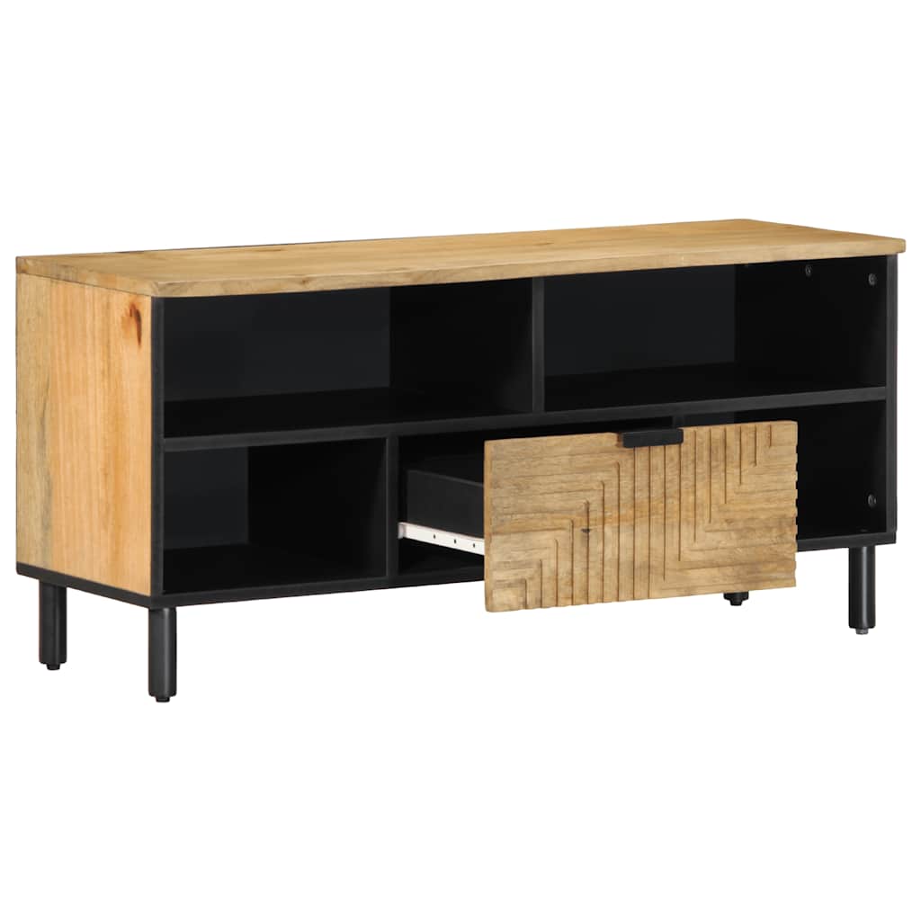 Móvel de TV 100x33x46 cm madeira de mangueira maciça castanho