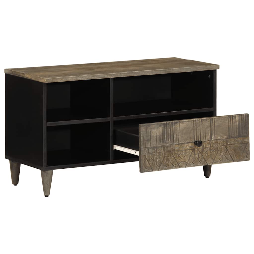 Móvel de TV 80x33x46 cm madeira de mangueira maciça preto