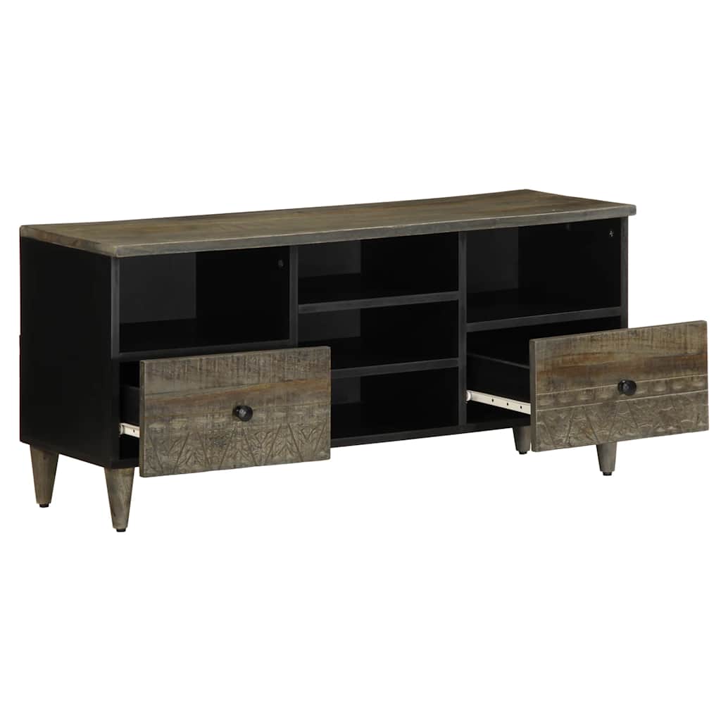 Móvel de TV 100x33x46 cm madeira de mangueira maciça preto