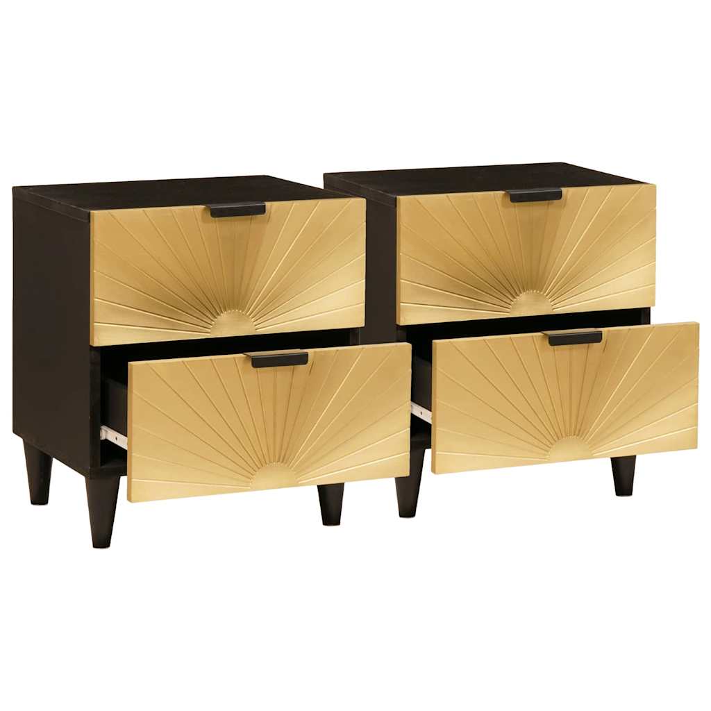 Mesa-de-cabeceira 2 pcs Preto e Ouro 40 x 33.5 x 46 cm