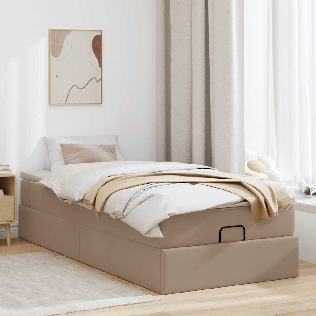 Estrutura de cama otomana com colchão cappucino 90x200 cm