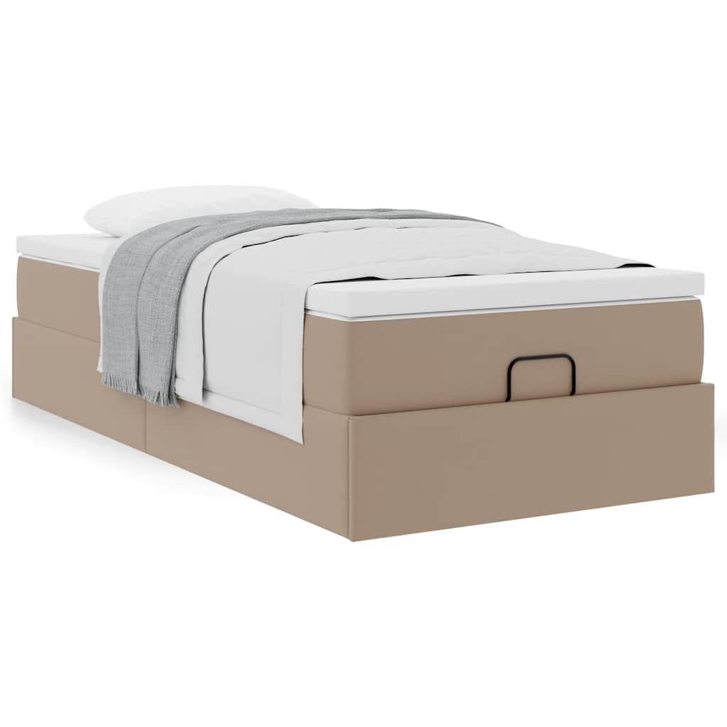 Estrutura de cama otomana com colchão cappucino 90x200 cm
