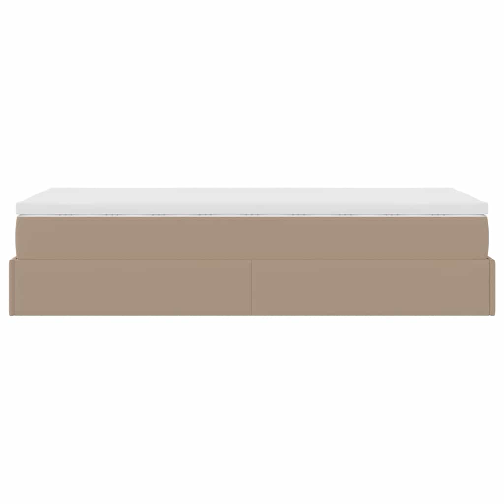 Estrutura de cama otomana com colchão cappucino 90x200 cm