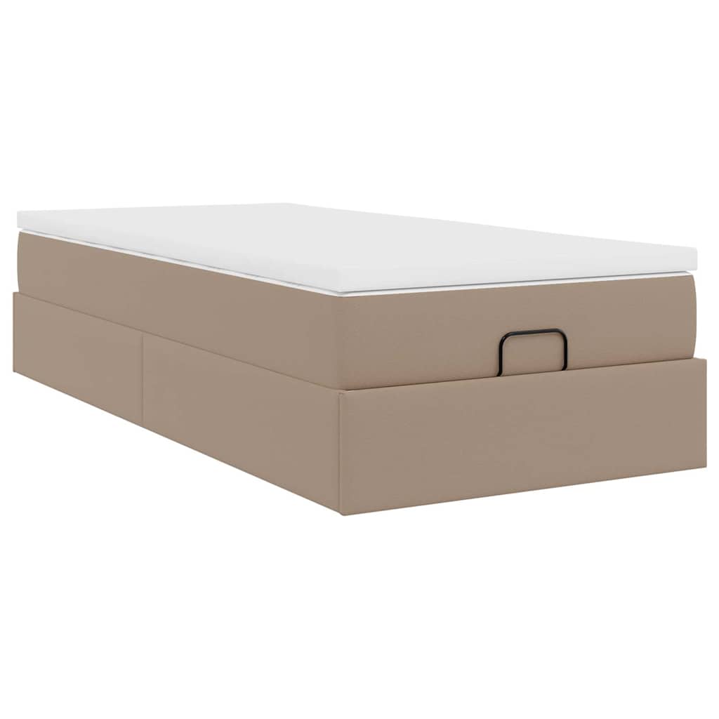 Estrutura de cama otomana com colchão cappucino 90x200 cm