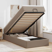 Estrutura de cama otomana com colchão cappucino 90x200 cm