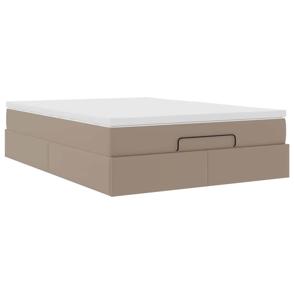 Estrutura de cama otomana com colchão cappucino 140x190 cm