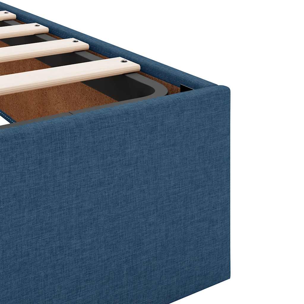 Estrutura de cama otomana com colchões 200x200cm tecido azul