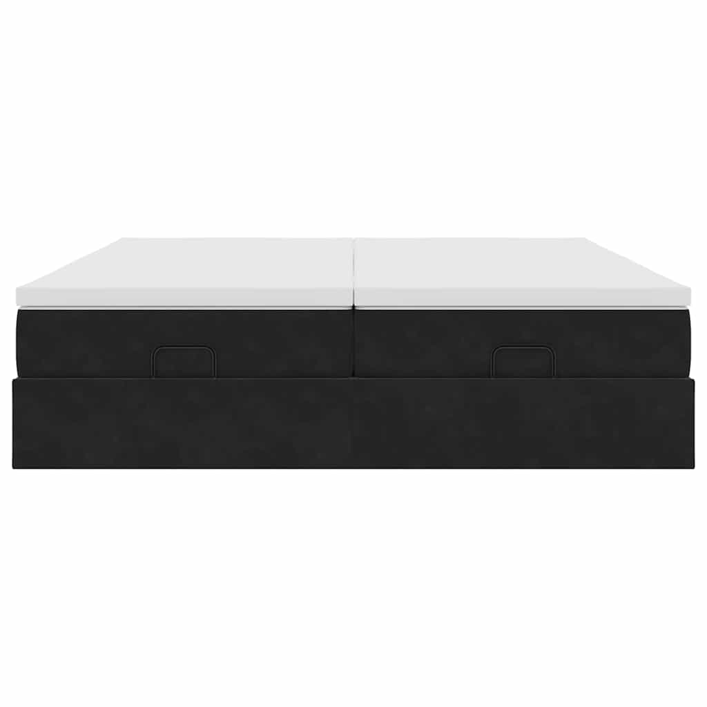 Estrutura de cama otomana com colchões 160x200 cm veludo preto