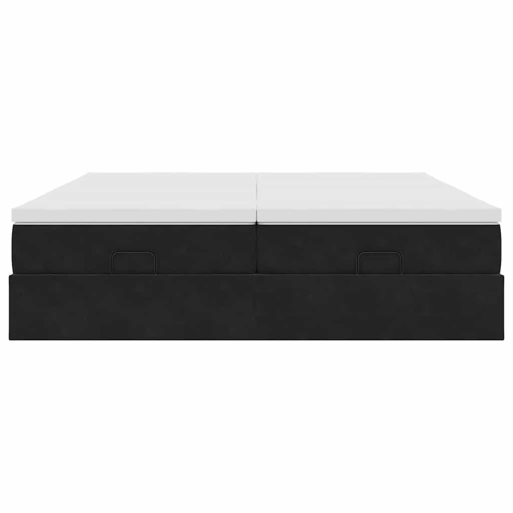 Estrutura de cama otomana com colchões 180x200cm veludo preto