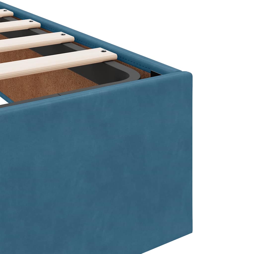 Estrutura cama otomana colchões 180x200 cm veludo azul escuro