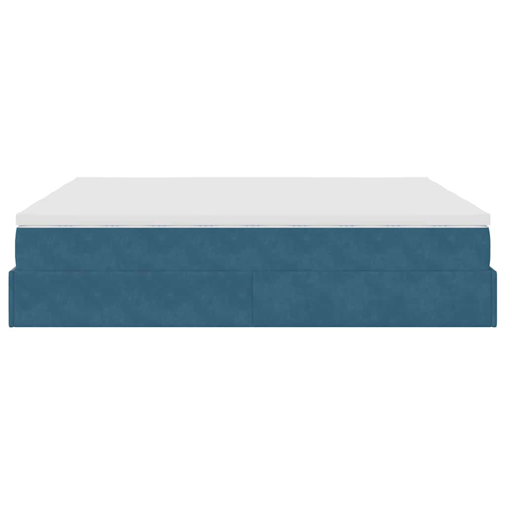 Estrutura cama otomana colchões 180x200 cm veludo azul escuro