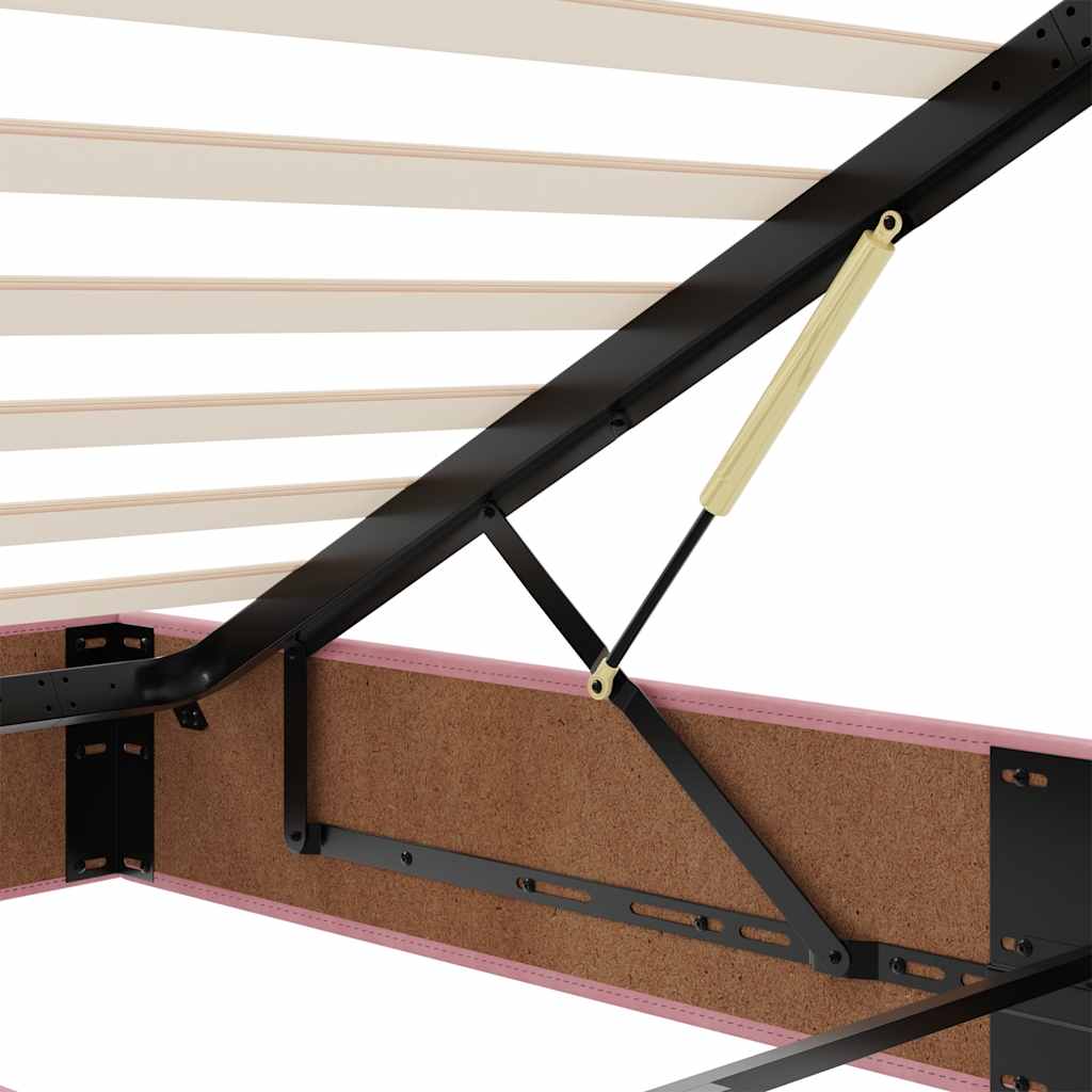Estrutura de cama otomana com colchões 180x200 cm veludo rosa