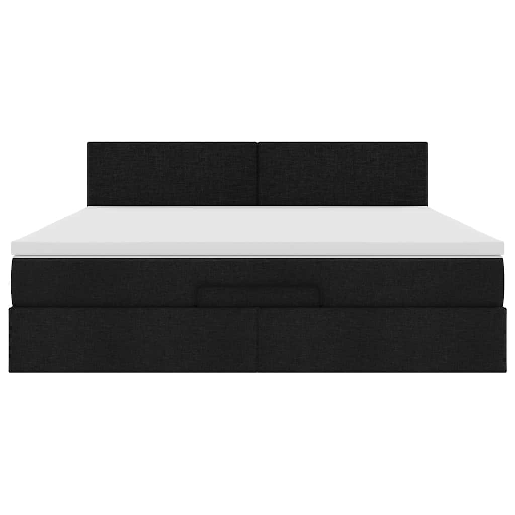 Estrutura de cama otomana com colchão 180x200 cm tecido preto