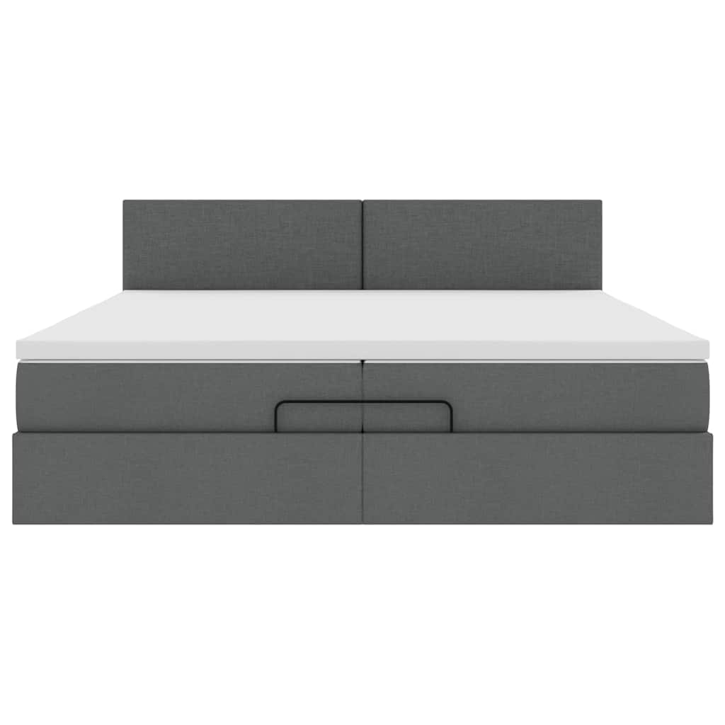 Estrutura de cama otomana com colchão 200x200cm cinzento-escuro