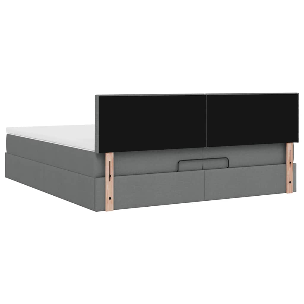 Estrutura de cama otomana com colchão 200x200cm cinzento-escuro