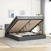 Estrutura de cama otomana com colchão 200x200cm cinzento-escuro