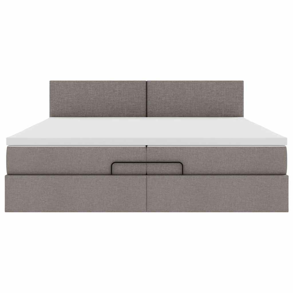 Estrutura de cama otomana com colchão cinza 200x200 cm tecido