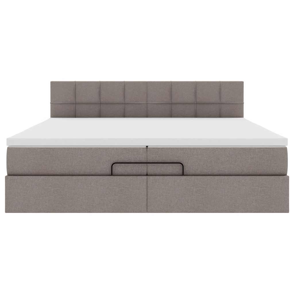 Estrutura de cama otomana com colchão cinza 200x200 cm tecido
