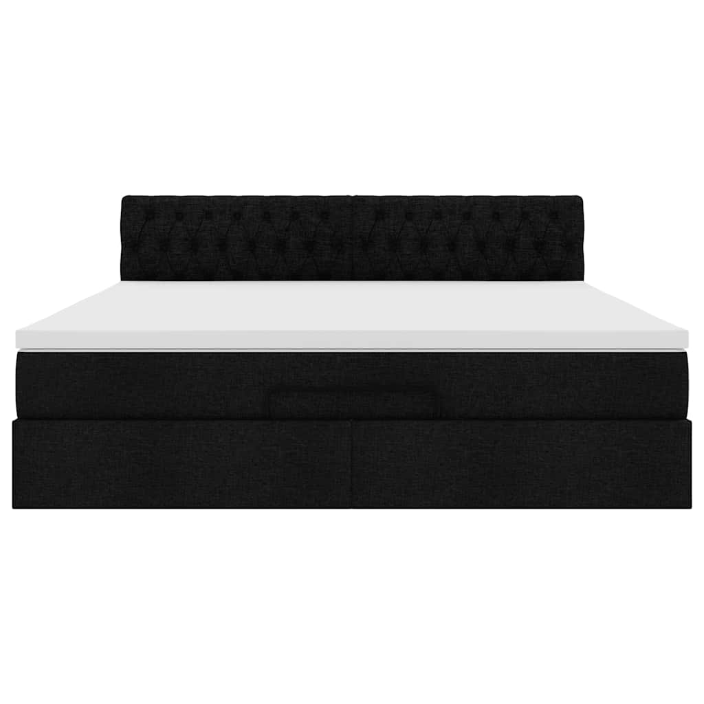 Estrutura de cama otomana com colchão 180x200 cm tecido preto