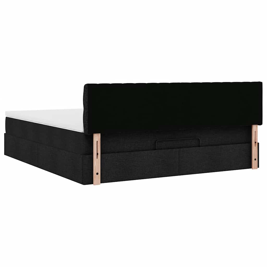 Estrutura de cama otomana com colchão 180x200 cm tecido preto