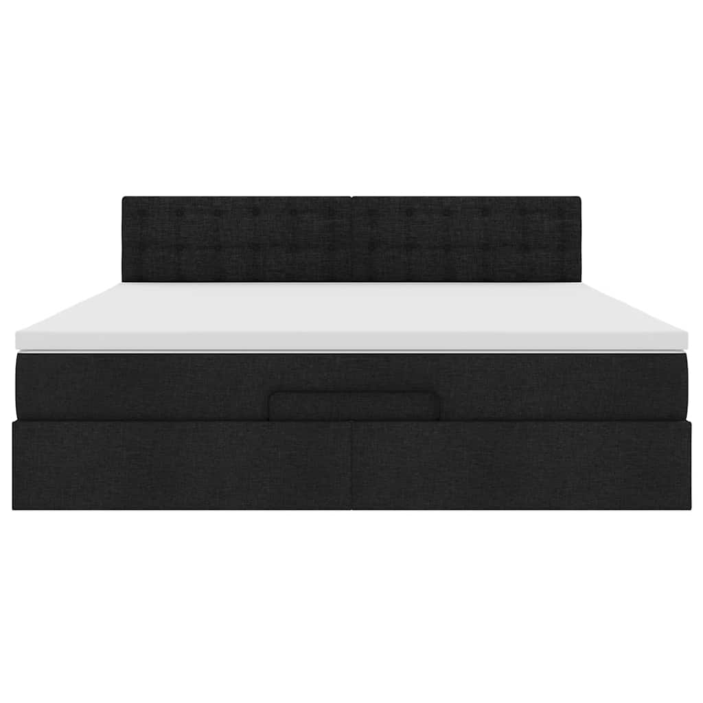 Estrutura de cama otomana com colchão 180x200 cm tecido preto