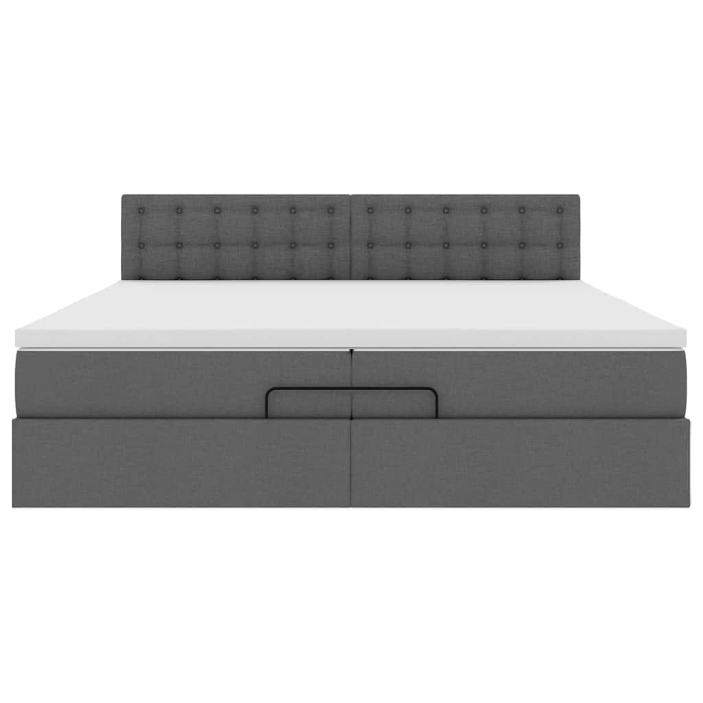 Estrutura de cama otomana com colchão 200x200cm cinzento-escuro