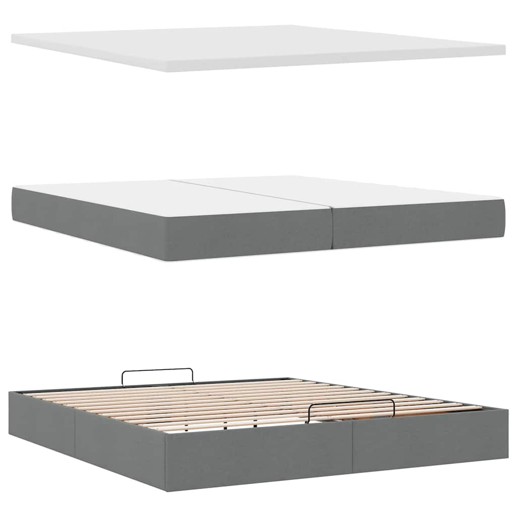 Estrutura de cama otomana com colchão 200x200cm cinzento-escuro