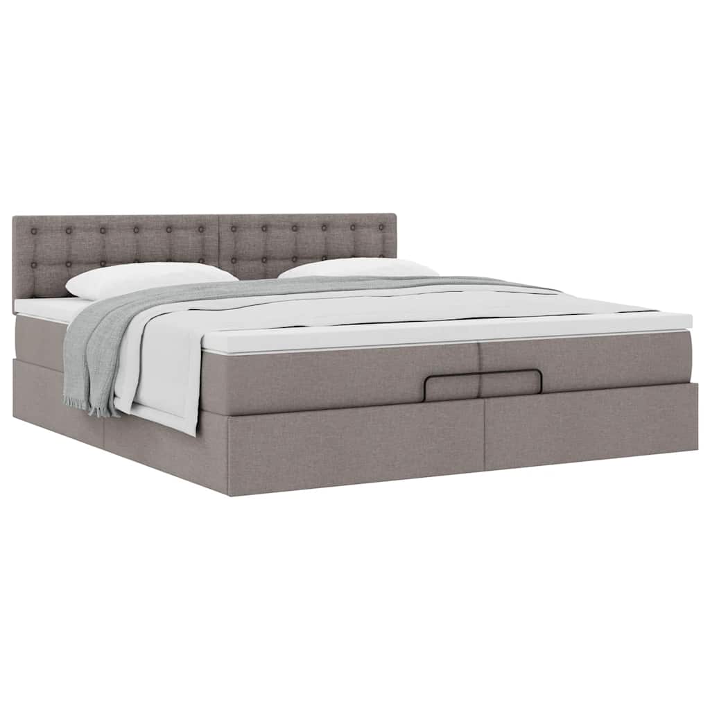 Estrutura de cama otomana com colchão cinza 200x200 cm tecido