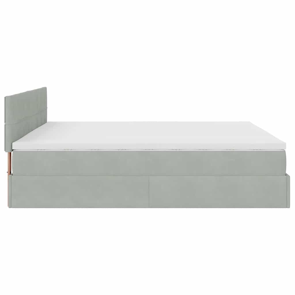 Estrutura de cama otomana com colchão 200x200 cm cinzento claro