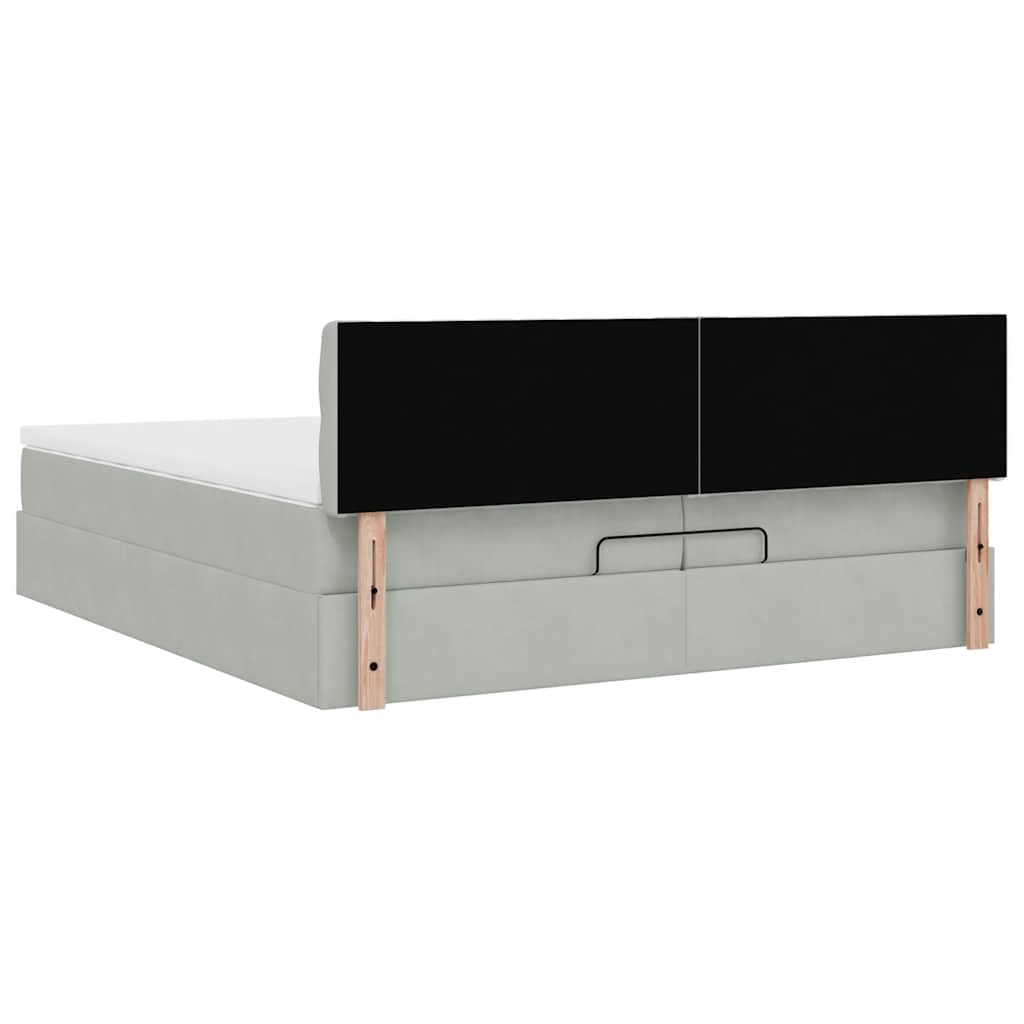Estrutura de cama otomana com colchão 200x200 cm cinzento claro