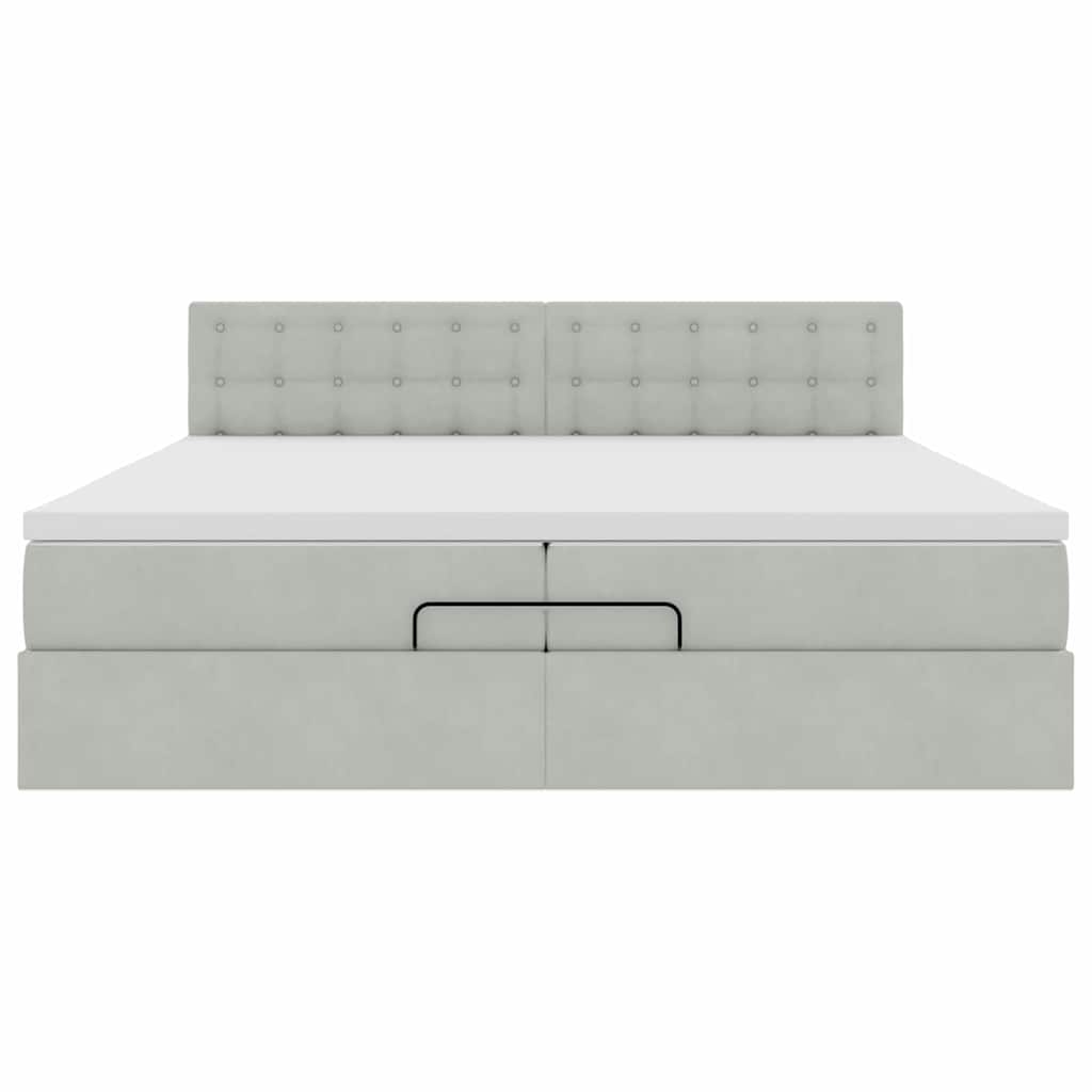 Estrutura de cama otomana com colchão 200x200 cm cinzento claro