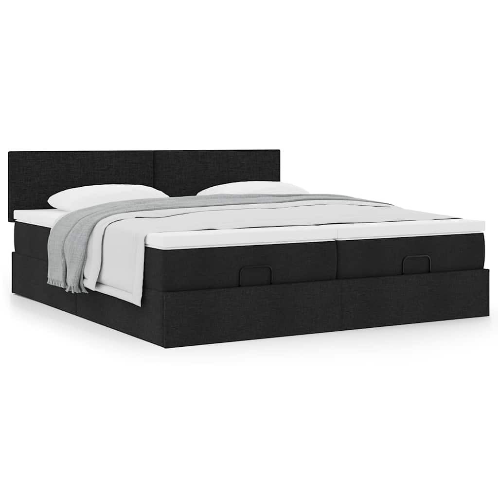 63 / 5,000 Estrutura de cama otomana com colchões tecido preto
