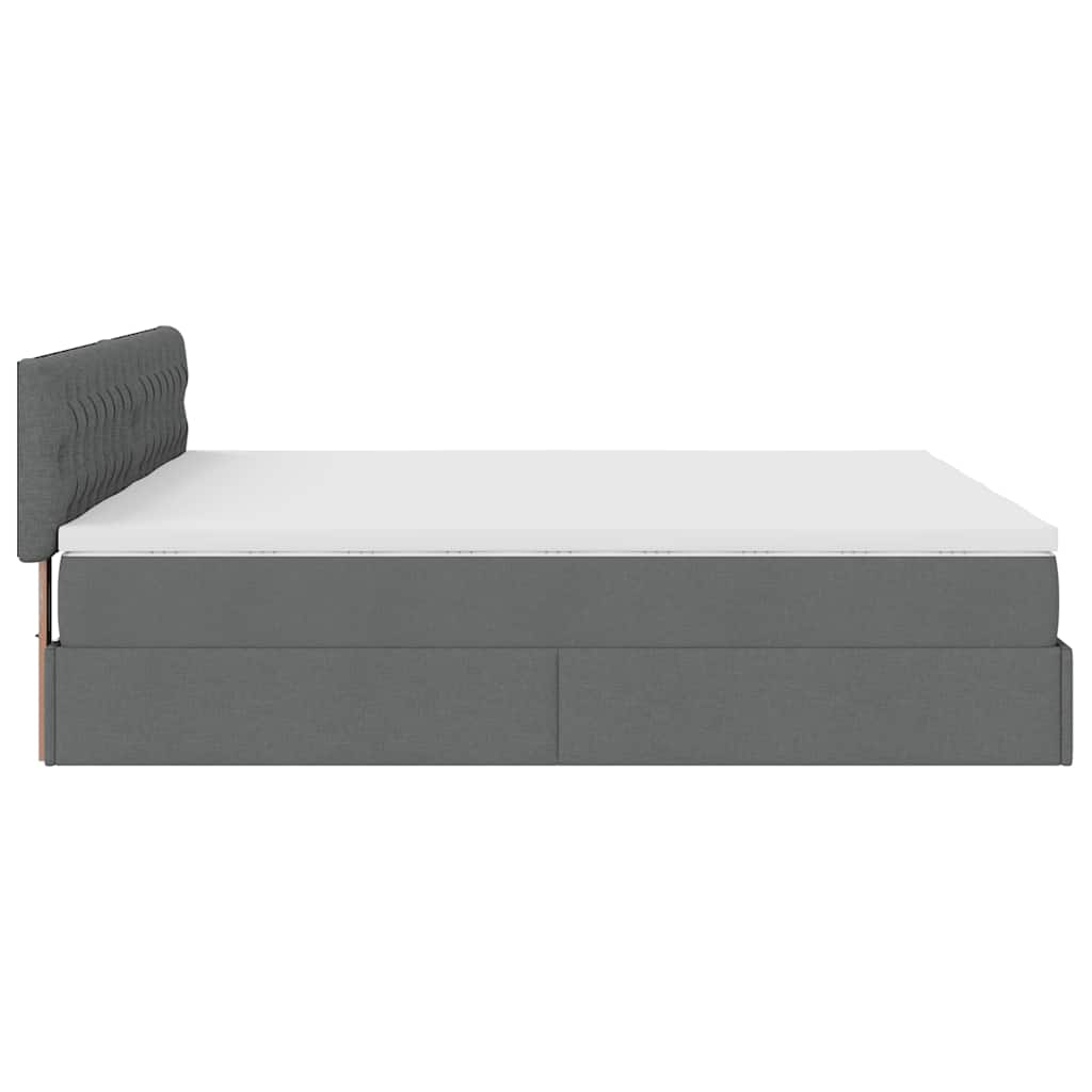 Estrutura de cama otomana com colchões tecido cinzento escuro